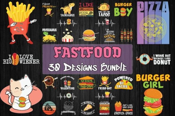 Fastfood Bundle SVG: Graphics for T-Shirt Designs
